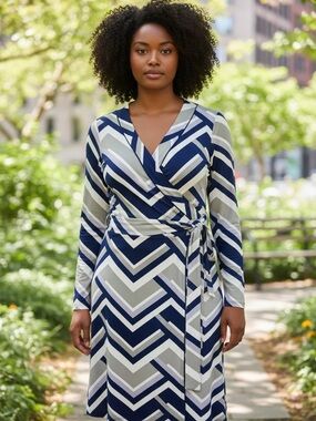 Banana Republic Chevron Long Sleeve Wrap Dress Size XL